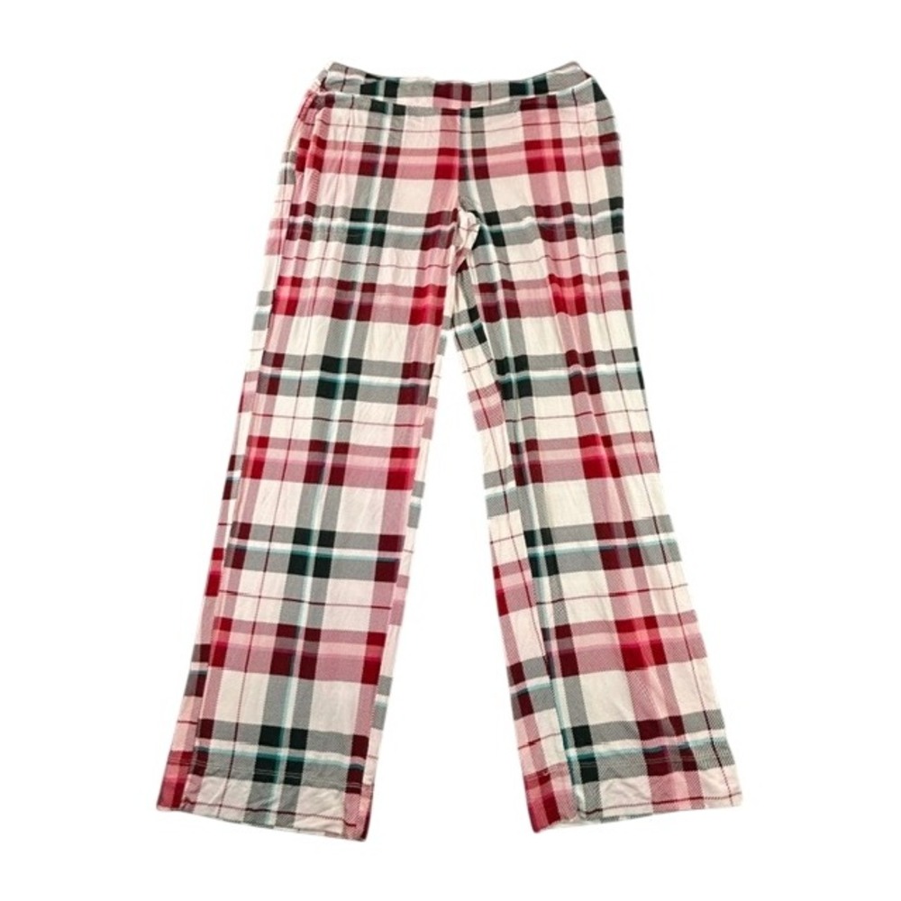 Soma Cool Nights Super Soft Pajama Pants SM White Red Green Plaid Women's